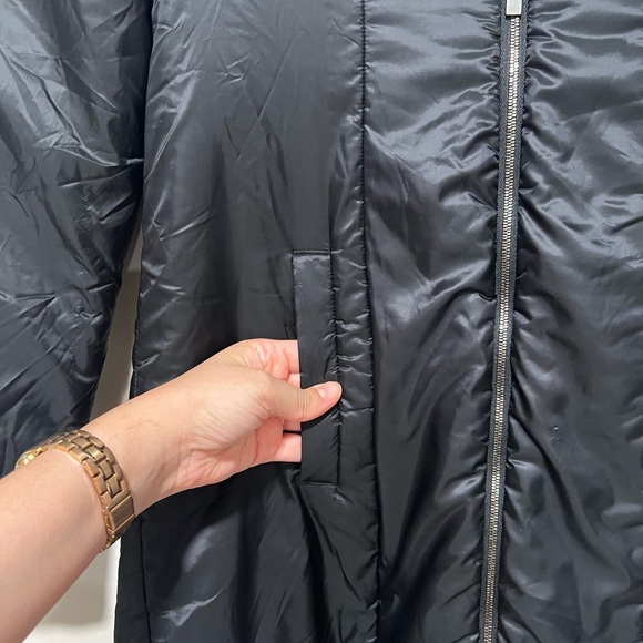 VINCE Knee Length Lightweight Black Zip Up Puffer Jacket Sz L - Picture 8 of 8
